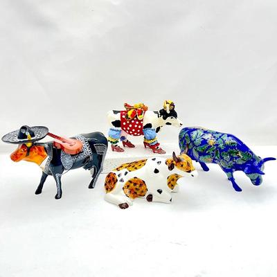 Cute Cow Parade Figurines - Tropicow, Moorachi, Cookies & Cream, and 2002 Blue Cow #9184
