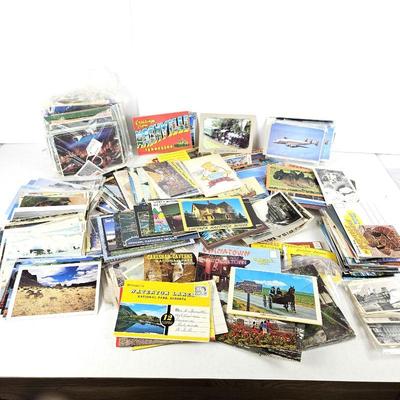 Hundreds of Vintage Post Cards, Some Used, Some Not, Large Variety Including a Wooden Post Card