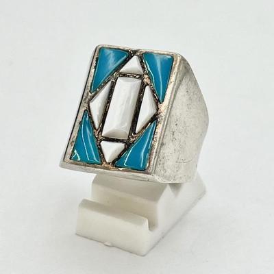 Native American Sterling Silver Jewelry - Turquoise and Mother of Pearl 