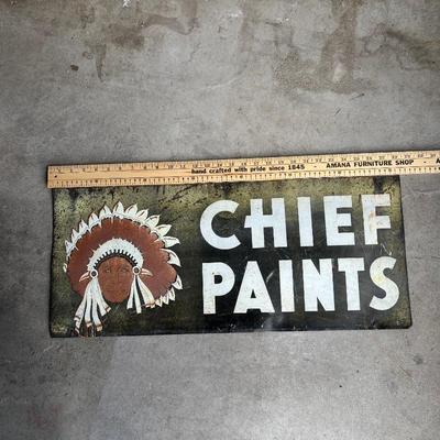 Vintage Double-Sided Metal Advertising Sign for Chief Paints