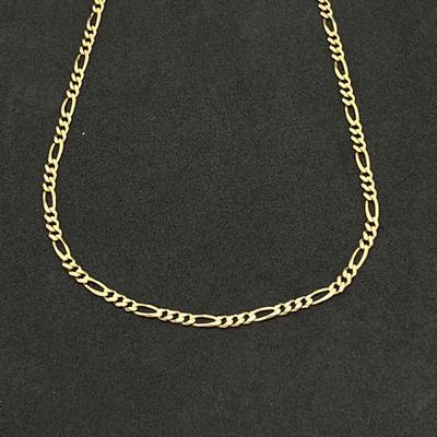 14K Gold "Aurefin4" Necklace, 20â€ Figaro Chain- Made in Italy