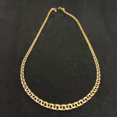  18k Yellow Gold Graduated Chino/Cuban Link Chain Necklace 16