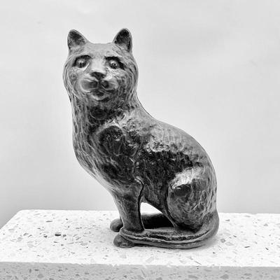 Arcade Cast Iron Coin Bank- 4" Black Seated Cat Toy Bank from the 1900s