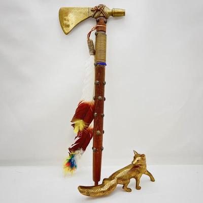 Solid brass Fox and Tomahawk 