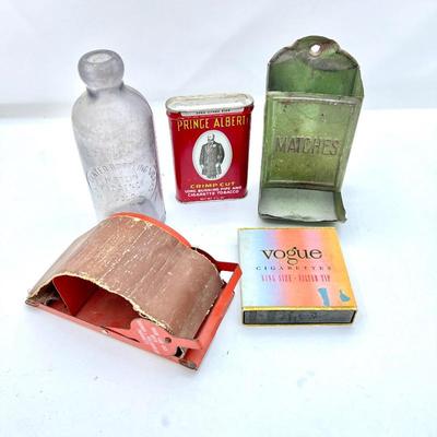 20th Century Tobacco Paraphernalia- Prince Albert, Vogue Cigarette Box, Tin Match Box & more