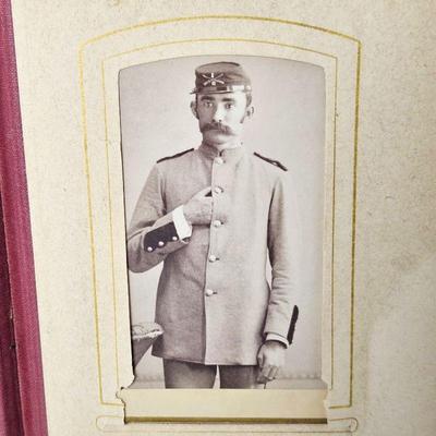 Antique 1800s Photo Album w/ Tintypes & Other Photos, Including Civil War Soldier - 4.5