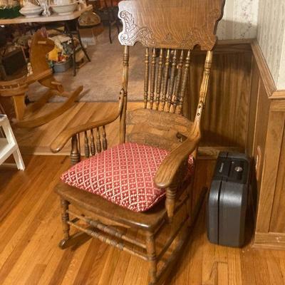Solid Wood Carved Rocking Chair