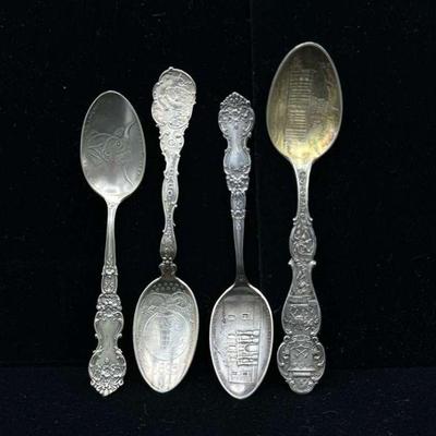 (4) Collectible Sterling US City Spoons
Total weight is 81 grams. 
