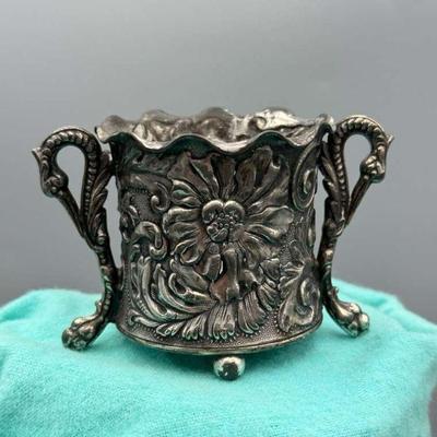 Victorian Floral Silver Sugar Bowl By Pairpoint MFG Co, Circa 1899
