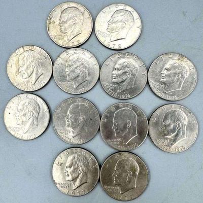 (12) 1970's Eisenhower Dollar Coins
