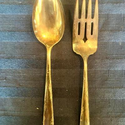 Sterling silver serving fork and spoon. 
Towle
Madeira pattern.