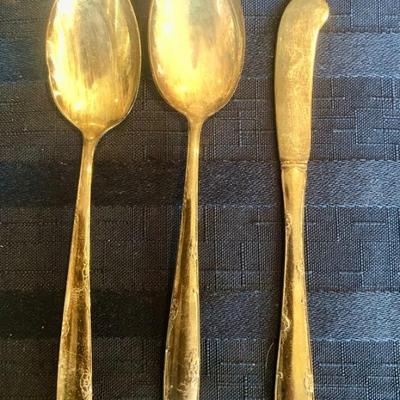 Teaspoons and butter knife
â€¦ Towle sterling silver â€” 
Madeira pattern.