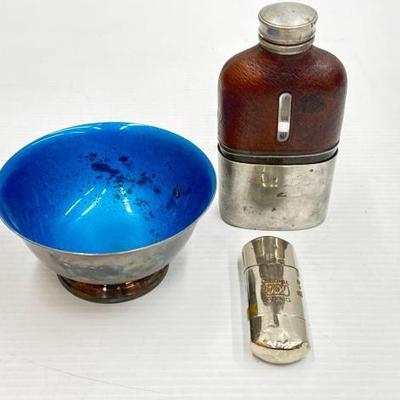 #1810 â€¢ Antique Flask, Lighter and Bowl
