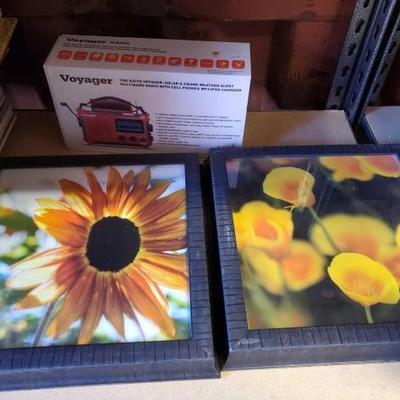 #6046 â€¢ 2 Framed Photos and Voyager Radio and Charger
