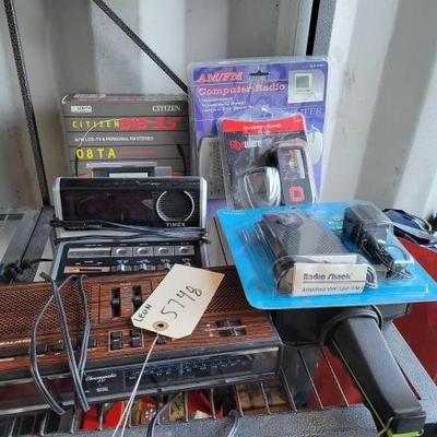#5748 â€¢ Alarm Clock Radios, Personal TV/FM Stereo, AM/FM Computer Radio, Portable Antenna
