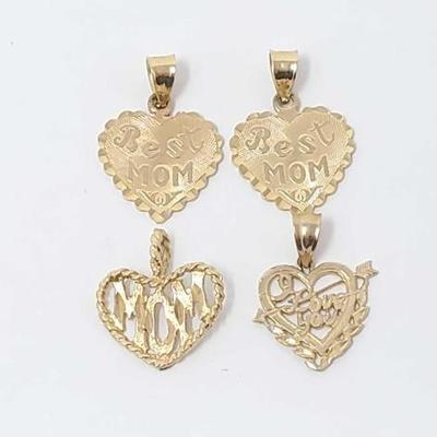 #715 â€¢ (4) 14k Gold Heart Pendants, 5g

