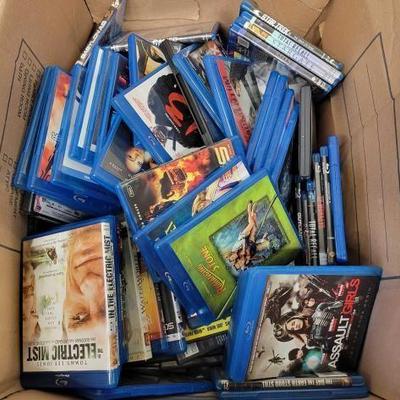 #5016 â€¢ 6 Boxes Blu Ray, DVD, VHS, and Beta Max Tapes

