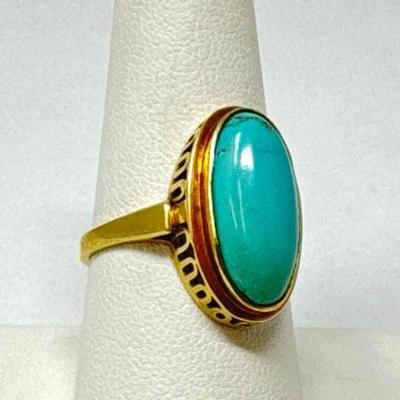 #700 â€¢ 14k Gold Ring with Turquoise Stone, 4g