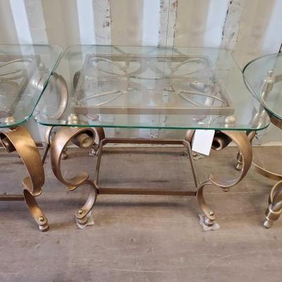 #4010 â€¢ Metal end table with glass top
