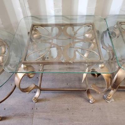 #4008 â€¢ Metal end table with glass top
