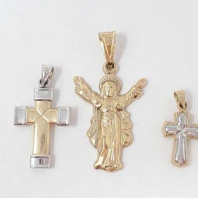 #783 â€¢ (3) 14k Gold Religious Pendants, 4g
