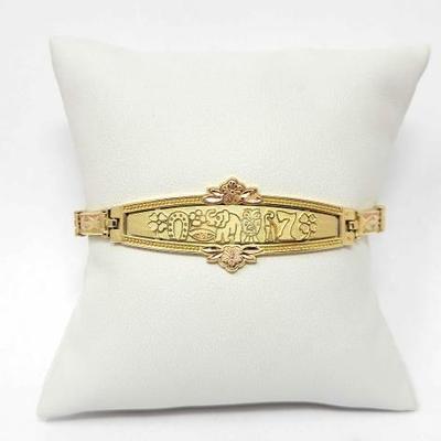 #704 â€¢ 14k Gold Engraved Bracelet, 13g
