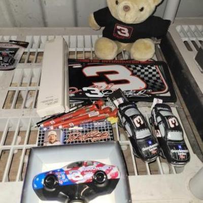 #7519 â€¢ Dale Earnhardt & Jr Pens, Stuffed Cars & License Plate
