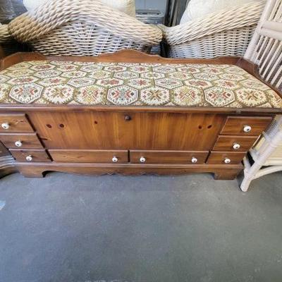 #2154 â€¢ 1970s Traditional Lane Cedar Chest With Cushion Top
