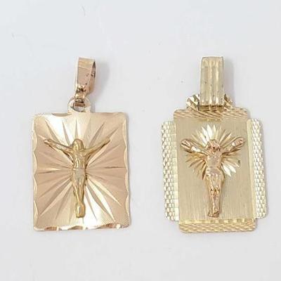 #785 â€¢ (2) 14k Gold Jesus Pendants, 4g
