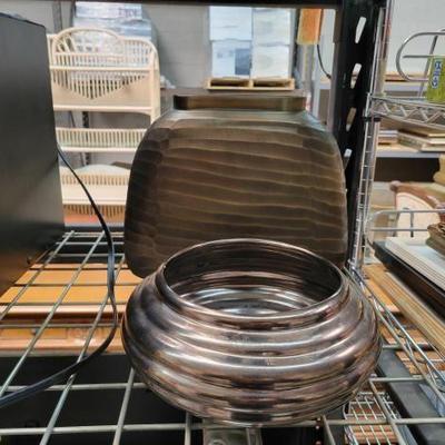 #2050 â€¢ Ceramic Planter and Metal Vase
