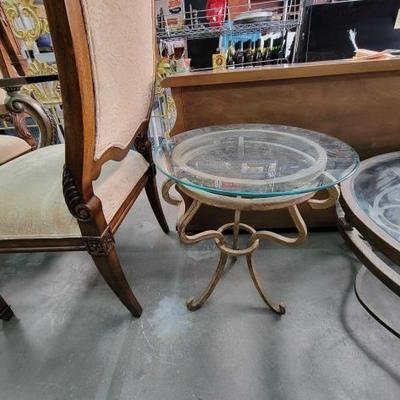 #2144 â€¢ Glass Top Round Accent Table
