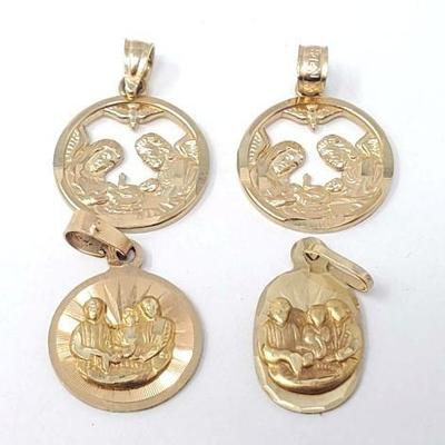 #777 â€¢ (4) 14k Gold Religious Pendants, 4g
