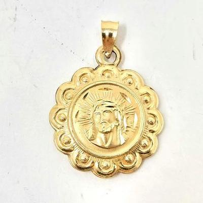 #796 â€¢ 14k Gold Double Sided Jesus &amp; Virgin Mary Pendant, 5g
