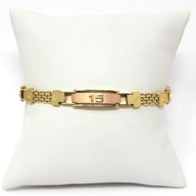 #758 â€¢ 14k Gold Sweet 15 Two Tone Bracelet, 10g
