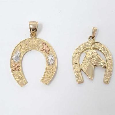 #719 â€¢ (2) 14k Gold Horseshoe Pendants, 5g
