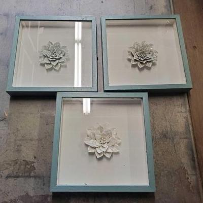 #4532 â€¢ (3) Framed Flower Wall Decor
