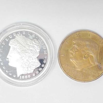 #1504 â€¢ Morgan Silver Dollar & Donald Trump Liberty Coin
