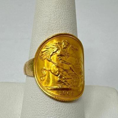 #802 â€¢ 10k Band with Gold Coin, 10g
