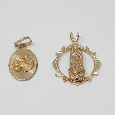 #791 â€¢ (2) 14k Gold Religious Pendants, 4g
