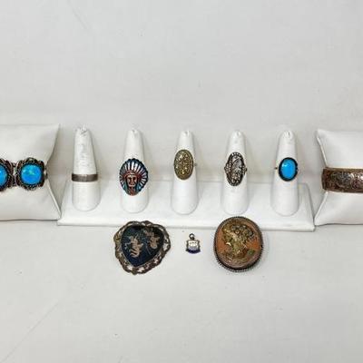 #900 â€¢ Sterling Silver Bracelets, Rings, Pendants, 134g
