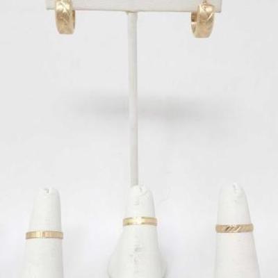 #789 â€¢ (3) 14k Gold Rings and 14k Gold Earrings, 4g

