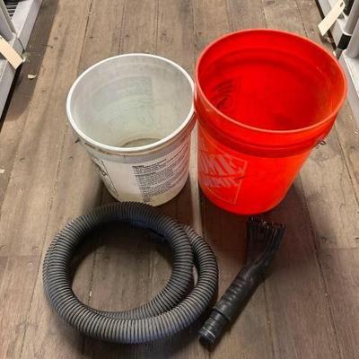 #7046 â€¢ (2) Buckets, Vacuum Hose and Attachment
