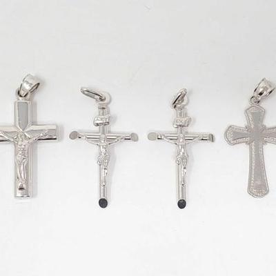 #721 â€¢ (4) 14k White Gold Cross Pendants,5g
