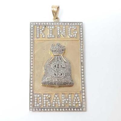 #850 â€¢ 10k Gold "King Drama" Pendant with Diamonds, 34g
