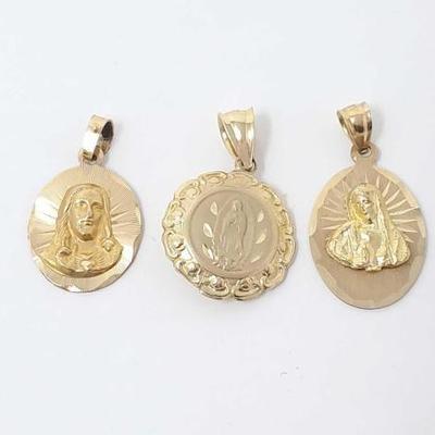 #709 â€¢ (3) 14k Gold Religious Pendants, 6g
