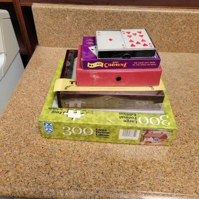 #2074 â€¢ Puzzle, Texas Hold Em Set, Dominoes, Five Crowns Card Game, Deck of Cards
