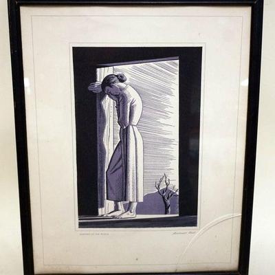 1096	ROCKWELL KENT PRINT *SORROWS OF THE WORLD*, APPROXIMATELY 12 IN X 15 IN, GLASS CRACKED
