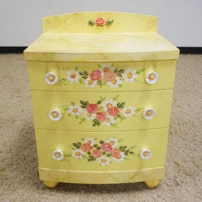 1174	FLORAL PAINT DECORATED 3 DRAWER CHEST, APPROXIMATELY 22 IN X 15 IN X 31 IN H
