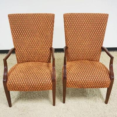 1146	PAIR OF KINDEL UPHOLSTERED HIGH BACK ARM CHAIRS
