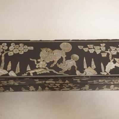1060	ASIAN BOX WITH MOTHER OF PEARL INLAY, APPROXIMATELY 3 1/4 IN X 11 1/4 IN X 2 1/2 IN H
